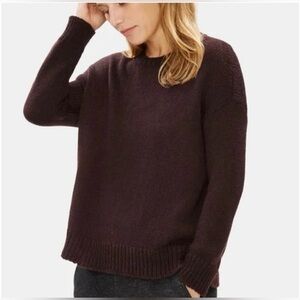 Eileen Fisher Air Spun Wool Mohair Sweater in Chocolate Brown/Cassis